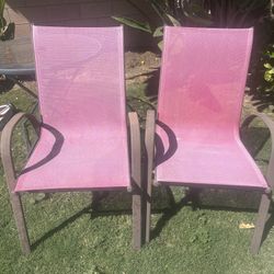 Red Patio / Lawn Chairs - Set Of 2 