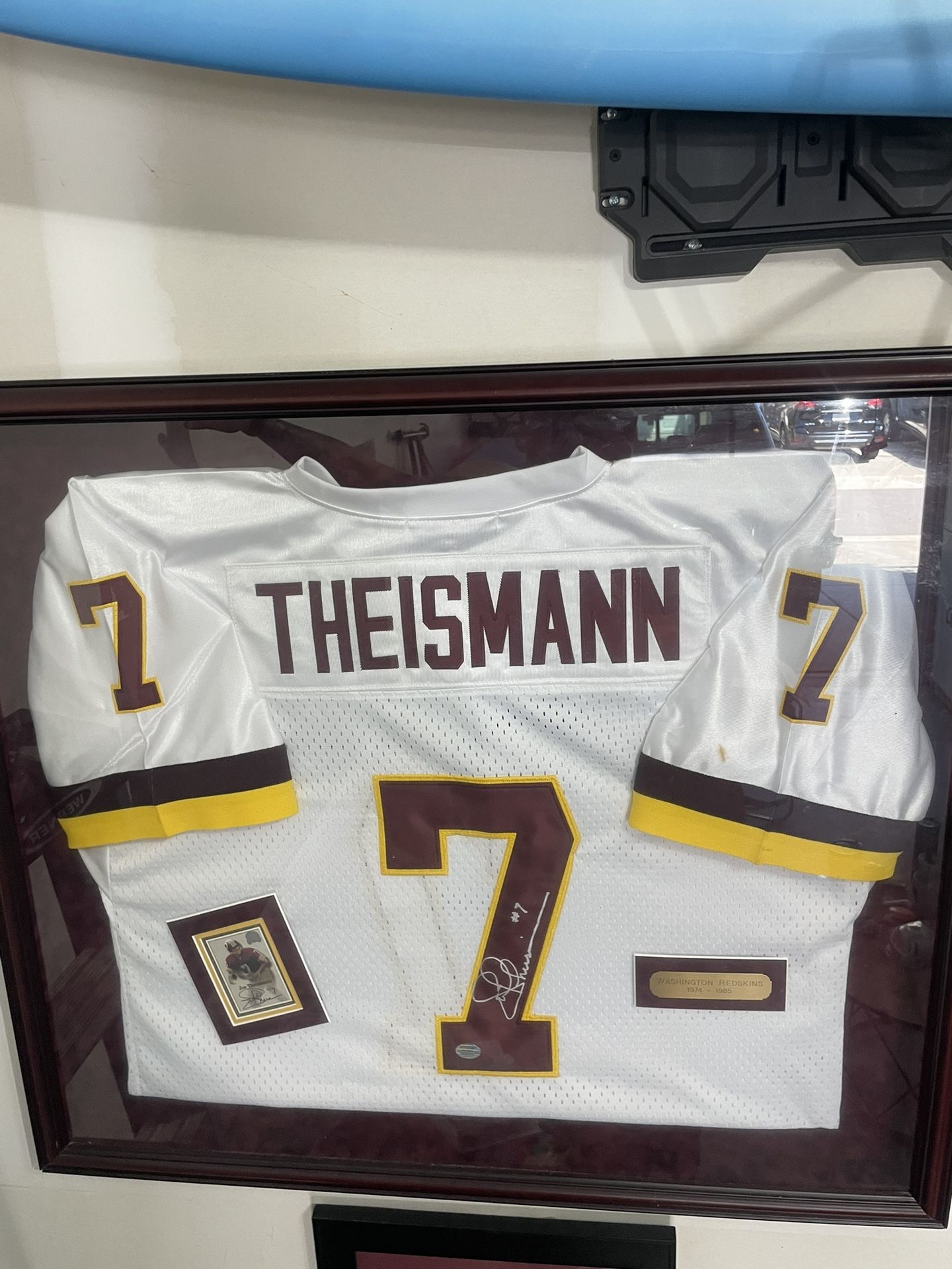 Autographed Theismann Jersey In Custom Frame (Washington Redskins)