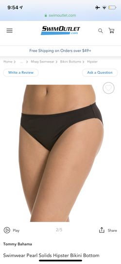 NWT Tommy Bahama Womens MEDIUM SWim Pearl Solids Black hipster bikini Bottoms