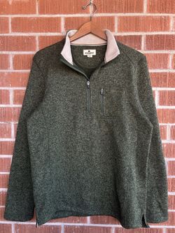 Woolrich Men’s Quarter Zip Fleece Pullover Sweater Forest Green Size M