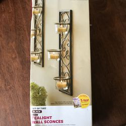 Better Homes Set of 2 Black iron tealight wall sconces