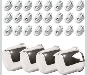 4 Pack Trailer Push Through Center Caps and Trailer Wheel Lug Sets-4.25in Wheel