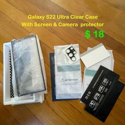 Galaxy S22 Ultra Clear Case With Screen & Camera Lens Protector 