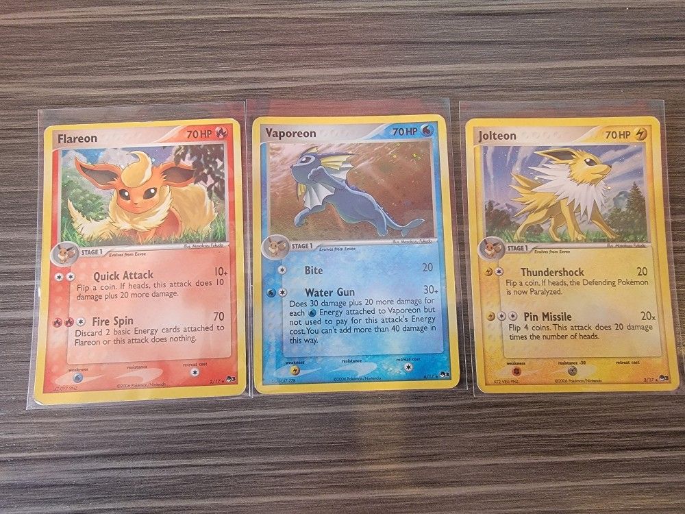 Pokemon POP Series 3 Flareon 2/17 Jolteon 3/17 Vaporeon 6/17 Holographic Rare