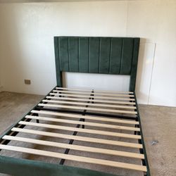 Gorgeous Velvet Green Full Size Bed Frame 