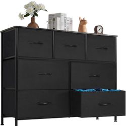 TV Stand Dresser for Living Room Bedroom with 7 Fabric Drawer, Entertainment Center Chest Storage Organizer Units for Clothing, Closet, Cabinet, Livin