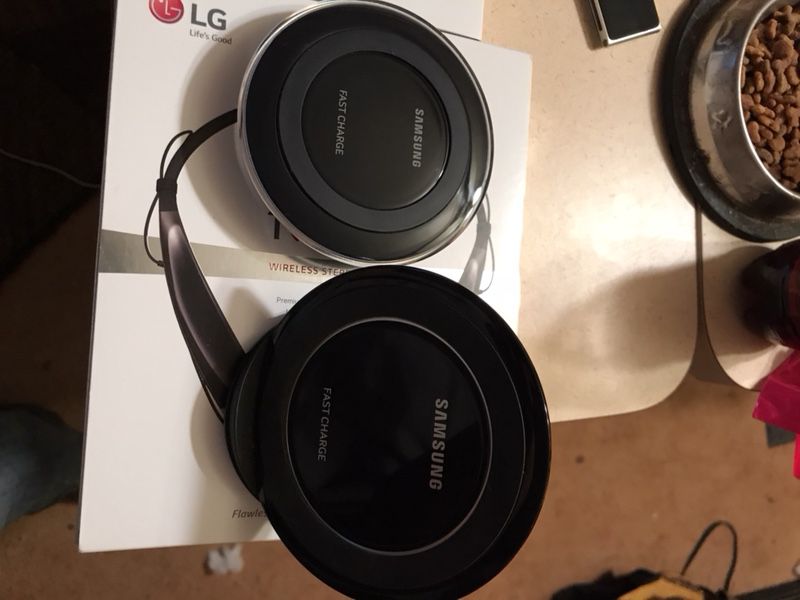 Two Wireless Samsung fast chargersOne stand up one laydown