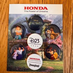 D23 THE ULTIMATE DISNEY FAN EVENT 2026 HONDA ENCANTO MINI BUTTON PIN SET OF 7