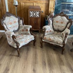Pair Of Two Ornate Victorian Chairs