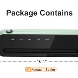 CROWNFUL Vacuum Sealer Machine, Automatic One Touch Operation Food Sealer with Dry & Moist Modes, Built-in Cutter, External Suction Tube, Removable Dr