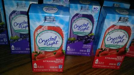 Crystal Light W/ Caffeine Drink Mix! Wild Strawberry or Grape