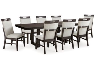 Neymorton Dark Grayish Brown Dining Table w/8 Chairs