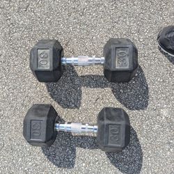 Pair. 30lb Hex Dumbbells 