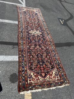 Antique Handwoven Wool Persian Style Runner Rug – 119” x 38”