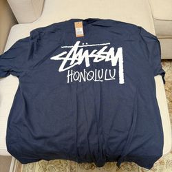 Stussy Honolulu Men’s Crew Neck T-shirt Navy Blue