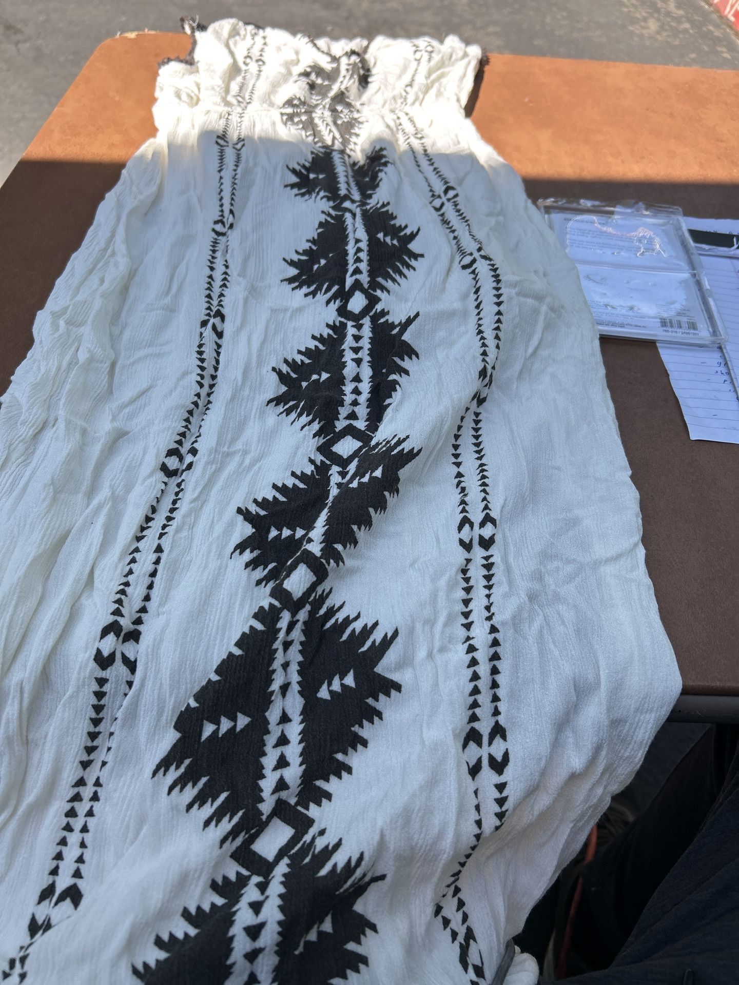 White Dress With Western Black Pattern