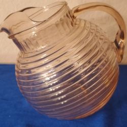 Vintage Manhattan Depression Glass Pink Water Tilt Pitcher By Anchor Hocking 80oz