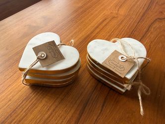 1 or 2 Sets of 4 New Marble Heart Coasters
