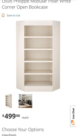 Louis Philippe Modular Polar White Corner Open Bookcase For Sale