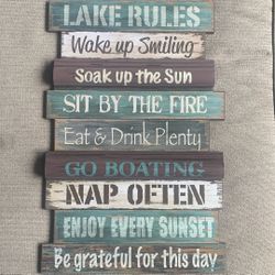 Lake Rules Wall Decor Sign