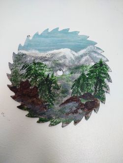 Vintage Hand Painted Saw Disk