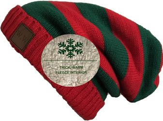 W.W Slouchy Beanie Winter Hats for Men and Women, Warm Fleece Lined Knit Skully-