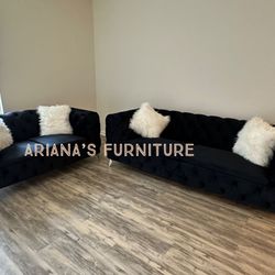 New Velvet Sofa Loveseat (black Grey Available)