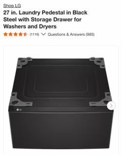Shop LG 27 in. Laundry Pedestal in Black Steel with Storage Drawer for Washers and Dryers