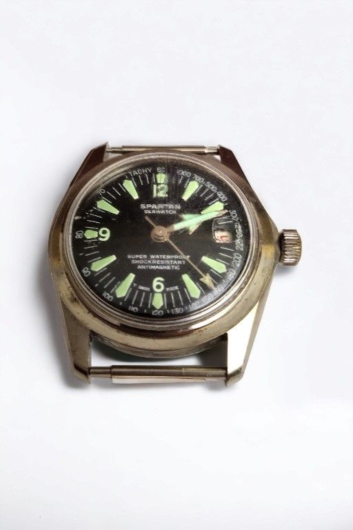 Vintage SPARTAN Seawatch SWISS Made 5ATM Watch Millitary Style Runs!