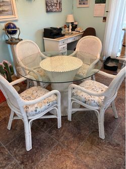 table and  4 wicker chairs