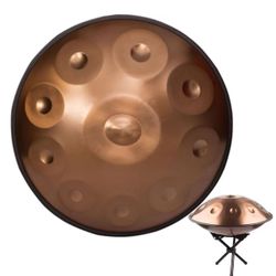 Handpan Drum 432Hz, 9/10/12 Notes 22 Inches Percussion Instrument With Drum Tripod, Steel Handpan Instrument For Meditation Yoga Sound Healing(9Notes)