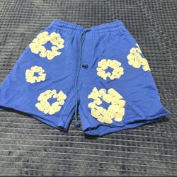 Denim Tears Blue Cotton Wreath Shorts Size M – Great Condition