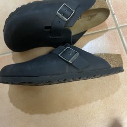 Womens Birkenstock Black Oiled Leather Boston Clogs size 37 (us 6-6.5)