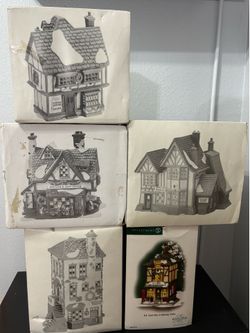 Department 56 Dickens Village Building Bundle – Shops & Village Street Lot