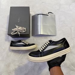 Rick Owen Black Leather Low Van Sneaker