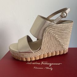 Salvatore Ferragamo Espadrille Wedge Sandal.