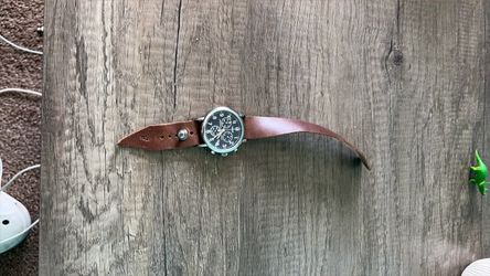 Chronograph Watch with Brown Leather Strap