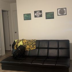 Black faux leather futon sofa 🖤