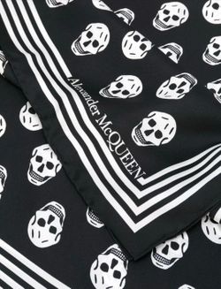 Alexander McQueen Biker Skull Scarf "Black/White"