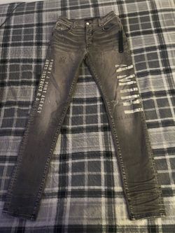 Grey Amiri Military Stencil skinny Jeans