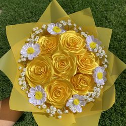 Yellow ribbon flower bouquet