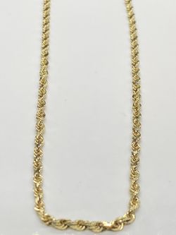 14k Solid Yellow Gold Nice Fancy Rope Chain. Grams 9