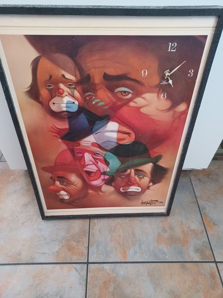 Vintage Chuck Oberstein 28×20 Clown Print