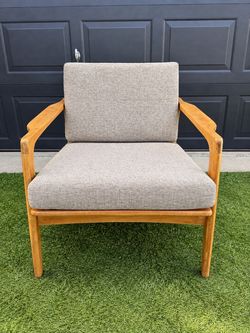 tle: Vintage Mid-Century Japanese Wood Lounge Chair – New Custom Cushions