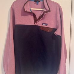 Patagonia Synchilla Snap-T Fleece Pullover Large Pink Navy