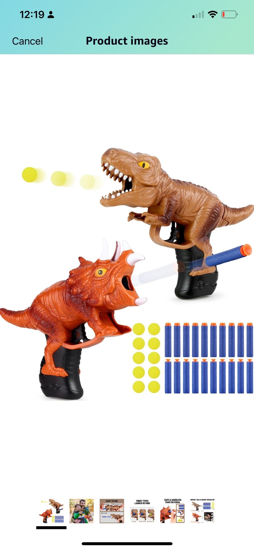 Dinosaur Foam Blaster for Nerf Gun 5-7 Year Old, Mini Dino Toy Guns for Toddler Boy Age 4-6 T-rex & Triceratop