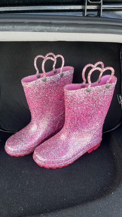 GIRLS PINK GLITTER LIGHT UP RAIN BOOTS SIZE 11/12 pick up Little Tokyo in downtown LA 12$ EXACT CASH OR ZELLE