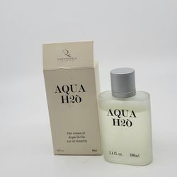 Aqua H2O - Eau De Parfum For Men, 3.4 fl oz / 100ml 80% full
Manufactured  in UK, packed in China

Weight 9oz plus shipping materials.