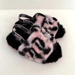 New UGG Fluff Yeah Animalia Pink Scallop Sandals Shoes Kids Toddler Size 11