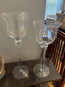 2 Glass Vases/ Buffet Stands